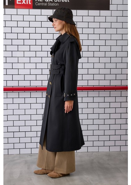 Çift Kemerli Trençkot Siyah fırsatları