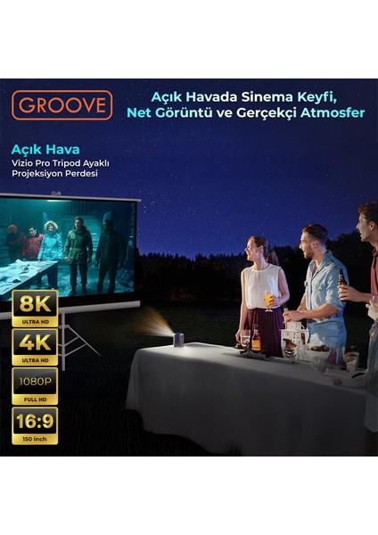 Vizio Pro 150¨INCH 332X188CM Blackout Işık Geçirmez Tripod Ayaklı Projeksiyon Perdesi +Taşınabilir+Canlı Renkler+Göz Koruması+Leke Tutmaz Projector indirimleri