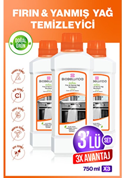 Fırın ve Yanmış Yağ Temizleyici Doğal Formül 3'lü 3000 ml Etkili Temizlik fiyatları