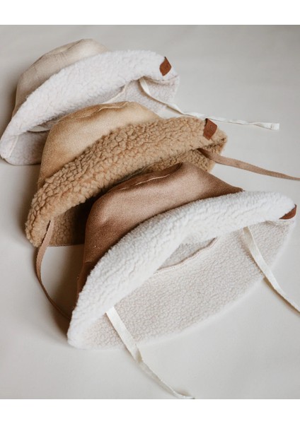 Ithal Kuzu Süet Bağcıklı Kışlık Bucket Şapka Çocuk Şapka