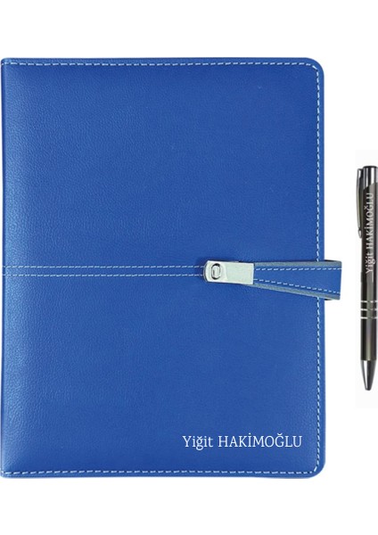 Kişiye Özel 2026 Organizer Ajanda Kart Bölmeli 18X23 Tarihli Defter Metal Klipsli Lacivert Mekanizmalı Seperatörlü Isme Özel Tükenmez Kalem Hediyeli