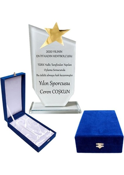 Kristal Yıldızlı Plaket-Kadife Kutulu