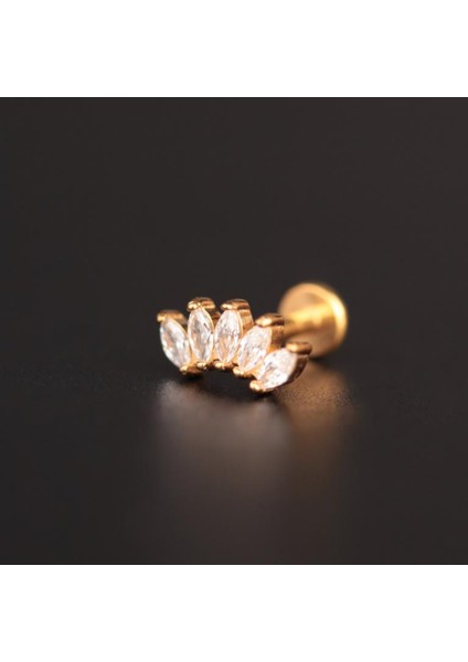 316 L Cerrahi Çelik Pırlanta Modeli Markiz Kesim Dudak Helix Tragus Kıkırdak Piercingi