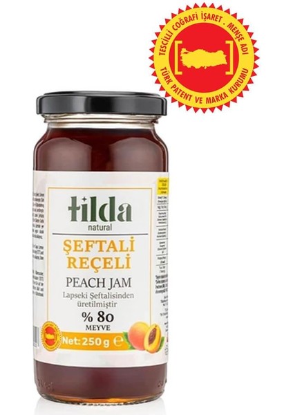 Lapseki Şeftali Reçeli (%80 Meyve) – 250 G