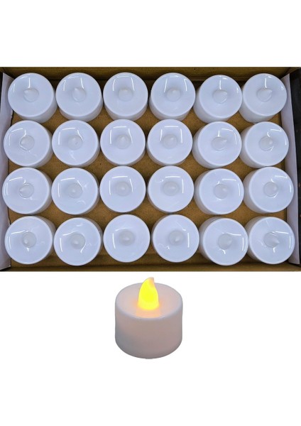 Yuvarlak Günışığı Pilli Mum 24 Adet