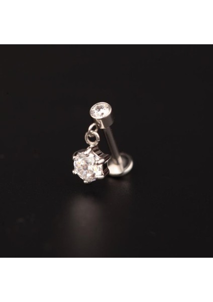 316 L Cerrahi Çelik Sallantılı Tek Taş Kıkırdak Helix Dudak Tragus Piercingi