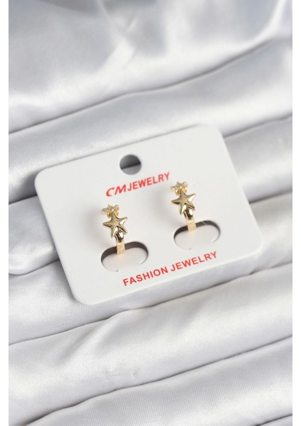 Pirinç Gold Renk Yıldız Kadın Küpe - TJ-BKP11242