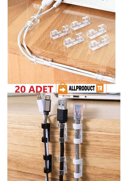 Allproduct Kablo Sabitleyici Klips Seti Kendinden Yapışkanlı Pratik Kablo Düzenleyici Şeffaf fiyatları