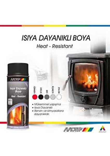 Isıya Dayanıklı Yanmaz Mat Soba Egzoz Mangal Fırın Boyası 400 ml 600°C Renk Kapaklı modelleri