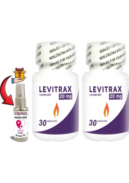 Naturalia : Levitrax 2 Adet Erkeklerin Performansına Özel 30LU Kapsüller + Erosel Erotikmasaj Yağı Hediye