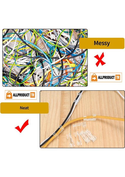 Allproduct Kablo Sabitleyici Klips Seti Kendinden Yapışkanlı Pratik Kablo Düzenleyici Şeffaf