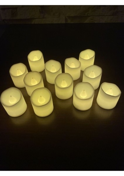 Yuvarlak Beyaz Pilli Mum 24 Adet