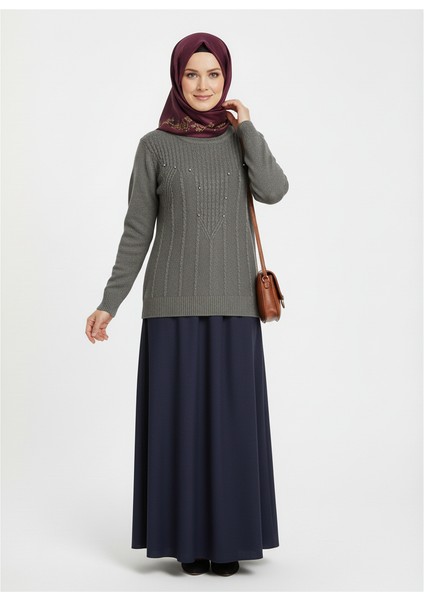 Kadın Kışlık Triko Kazak Bisiklet Yaka Boncuklu Rahat Tam Kalıp fiyatları