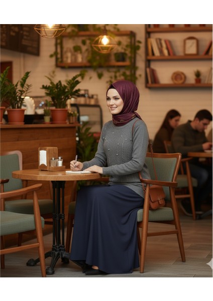 Kadın Kışlık Triko Kazak Bisiklet Yaka Boncuklu Rahat Tam Kalıp fırsatları