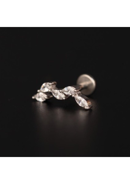 316 L Cerrahi Çelik Pırlanta Modeli Markiz Kesim Dudak Helix Tragus Kıkırdak Piercingi