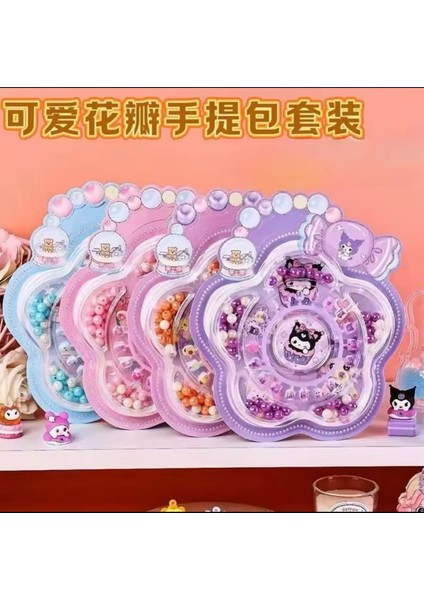 Sanrio Benim Melodi Kuromi Cinnamoroll Karikatür Sevimli Boncuklu Bilezik Tırnak Etiket Seti 10 Adet