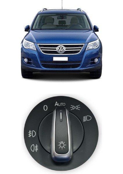 Vw Volkswagen Tiguan 2008-2011 Uyumlu Far Açma Anahtarı Auto Özellikli Krom Detaylı 3C8941431A