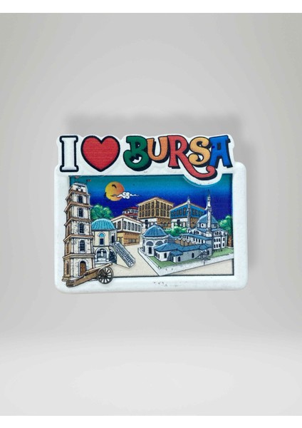 Bursa Temalı Kabartmalı Eskitme Polyester Magnet Buzdolabı Süsü
