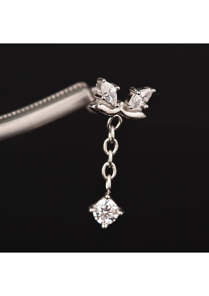 316 L Cerrahi Çelik Zincir Sallantılı Taşlı Helix Kıkırdak Tragus Piercingi Labret Piercing