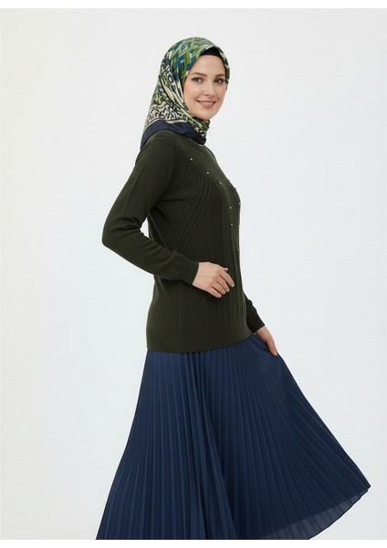 Kadın Kışlık Triko Kazak Bisiklet Yaka Boncuklu Rahat Tam Kalıp fiyatları