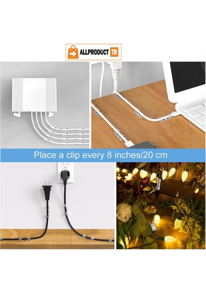 Allproduct Kablo Sabitleyici Klips Seti Kendinden Yapışkanlı Pratik Kablo Düzenleyici Şeffaf modelleri