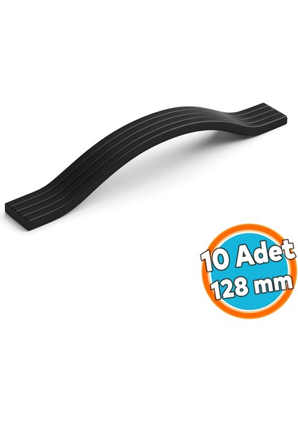 10 Adet Mobilya Çekmece Kolu Mutfak Dolabı ve Kapak Kulpları Dayanıklı Siyah Metal Kulp 128 mm