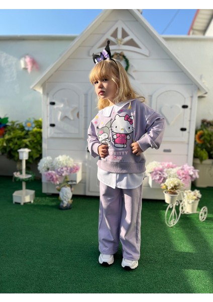 Barbosa Kuromi & Hello Kitty & Stitch Sweather Pantolon 2 Li Takım (Taç Hediyeli)