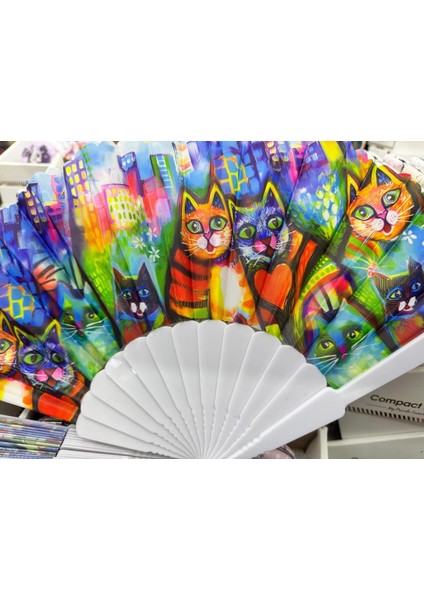 Plastik Kedi Tasarımlı Yelpaze