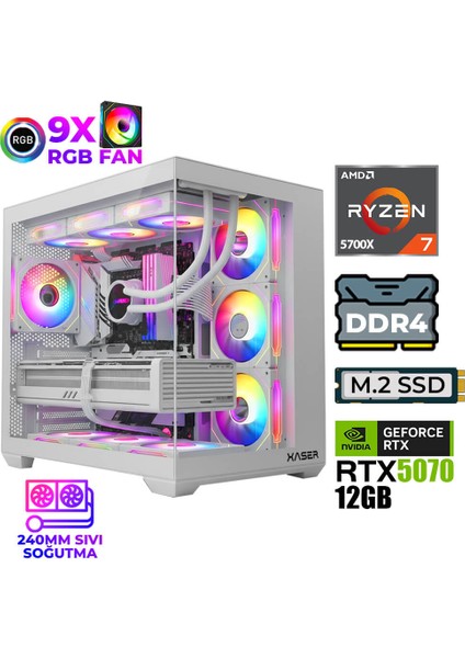 Master X6 Ryzen 7 5700X 32GB Ram 1tb M.2 Nvme SSD 12GB RTX5070 Sıvı Soğutmalı Oyuncu Bilgisayarı