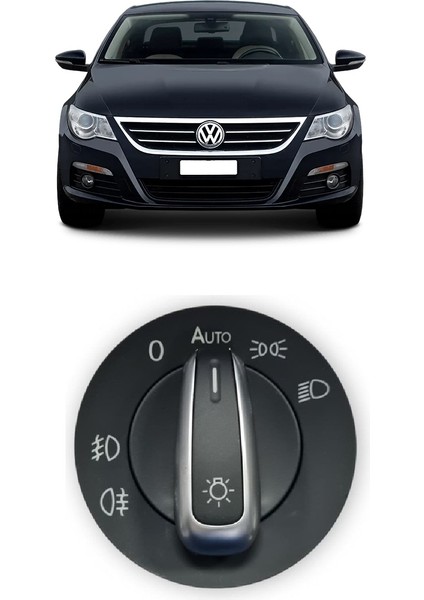 Vw Volkswagen Passat cc 2009-2012 Uyumlu Far Açma Anahtarı Auto Özellikli Krom Detaylı 3C8941431A