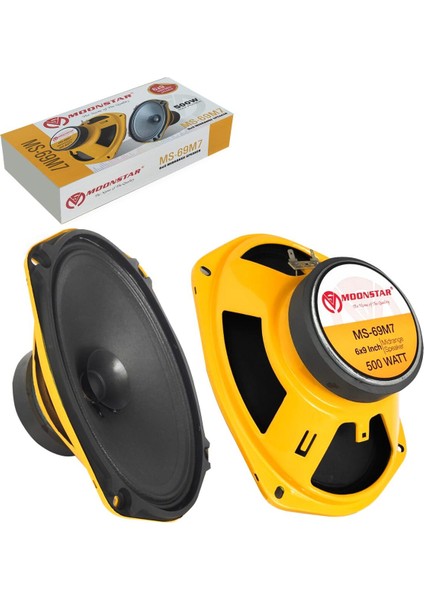 2'li Oval Midrange Hoparlör 6x9 Inç 500W Siyah, Güçlü ve Kaliteli Ses