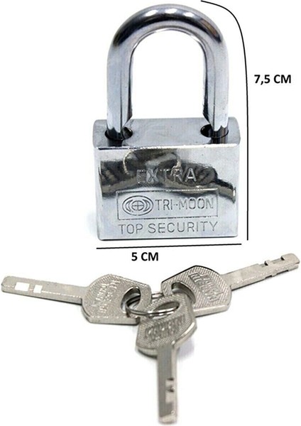 50MM Paslamaz Çelik Asma Kilit Yedek Anahtarlı HTM01321