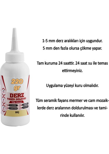 Bej Renk Hazır Derz Dolgu Fayans Seramik Mermer Yer Duvar Için Tamir Derz Yenileme Dolgusu 220 gr fırsatları