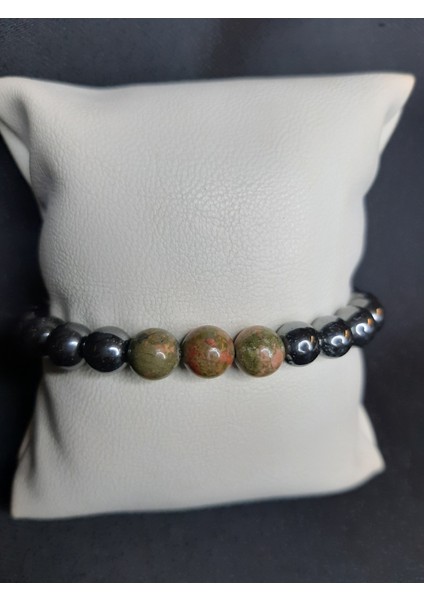 Mryart Hematit ve Unakit Taşları ile Tasarlanmış Tarz Bileklik Unisex