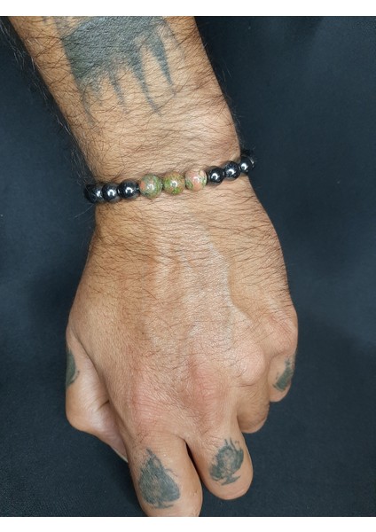 Mryart Hematit ve Unakit Taşları ile Tasarlanmış Tarz Bileklik Unisex modelleri