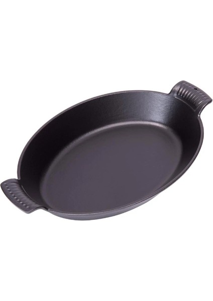 16*14,5 cm Oval Düz Tabak Sahan Mat Siyah