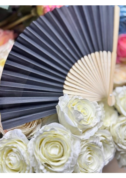 Ahşap Kağıt Yelpaze Siyah