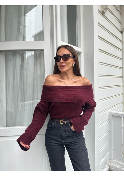 Kadın Madonna Yaka Salaş Triko