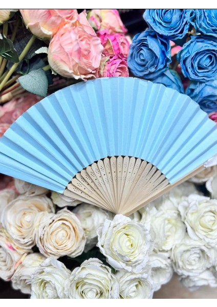 Ahşap Kağıt Yelpaze Mavi