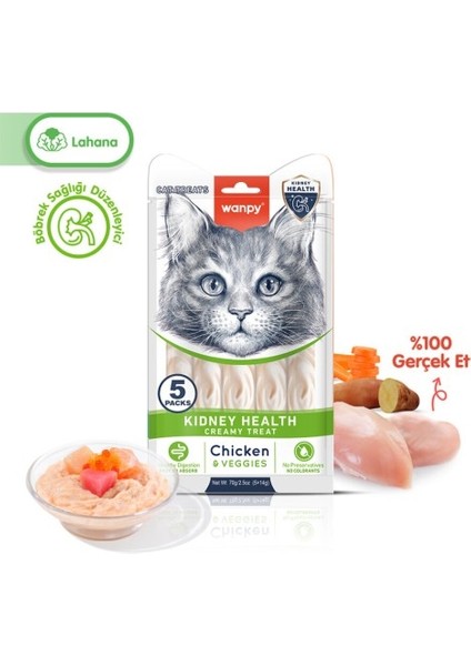 Wanpy Kidney Health Tavuk&Sebze F.Krema Kedi Ödül Maması 5x14gr 8