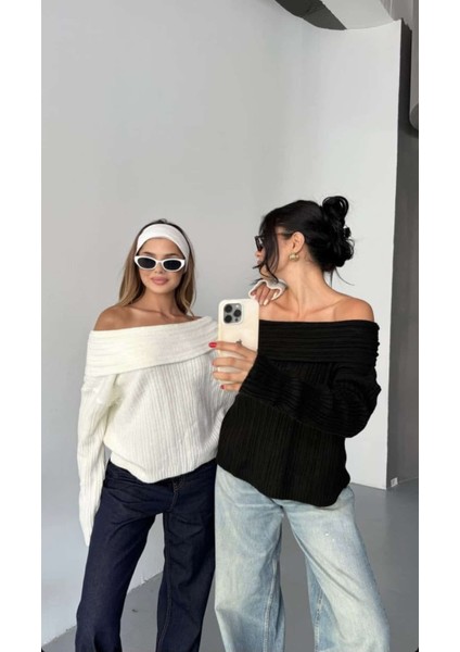 Kadın Madonna Yaka Salaş Triko