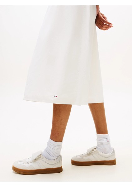 Tommy Hılfıger Kadın Etek Ucu Marka Logolu Midi Boy Şık Görünüşlü Beyaz1 Elbise DW0DW20881 Ybl modelleri