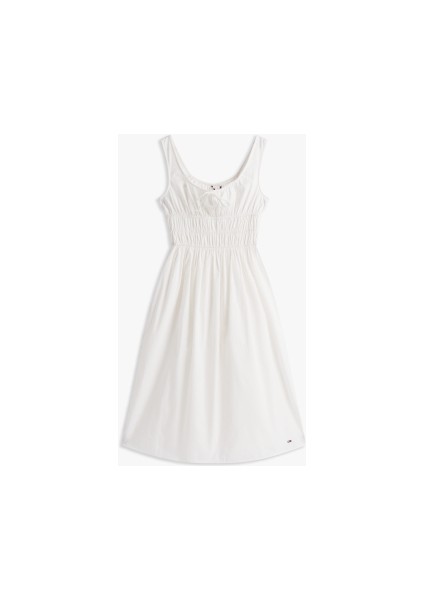 Tommy Hılfıger Kadın Etek Ucu Marka Logolu Midi Boy Şık Görünüşlü Beyaz1 Elbise DW0DW20881 Ybl indirimleri