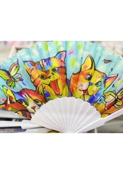 Plastik Kedi Tasarımlı Yelpaze