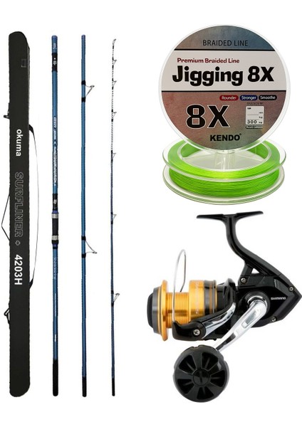 Yekoutdoor Profesyonel Olta Seti Okuma Surfliner+ Surf 420CM 3 Parça Olta Kamışı&shimano Makina Socorro 8000 Sw