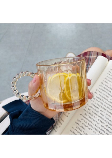 Retro Amber Boncuk Kulplu Cam Bardak 300 ml fırsatları
