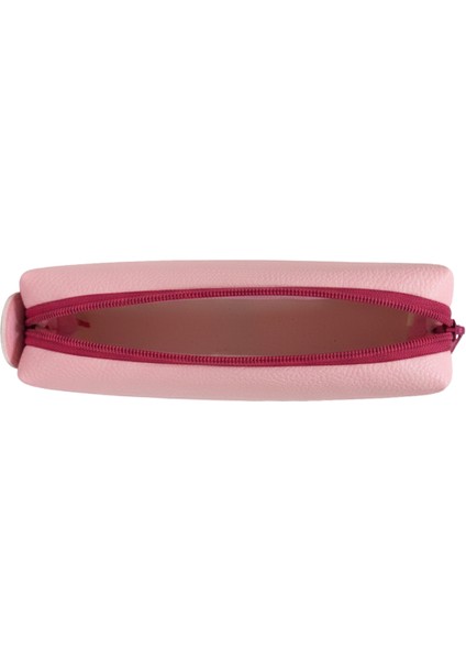 Tek Gözlü Suni Deri Kalem Çantası Pembe