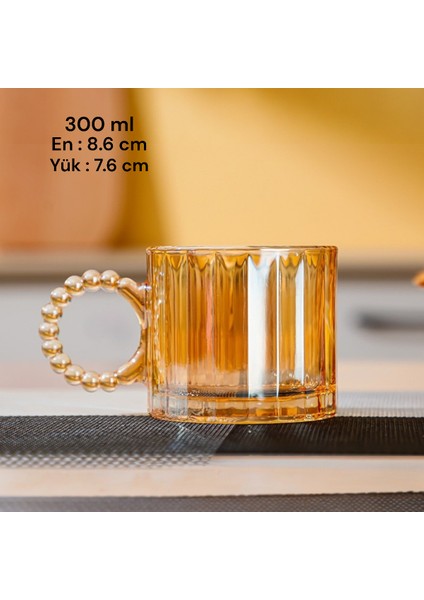Retro Amber Boncuk Kulplu Cam Bardak 300 ml fiyatları