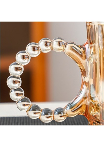 Retro Amber Boncuk Kulplu Cam Bardak 300 ml indirimleri