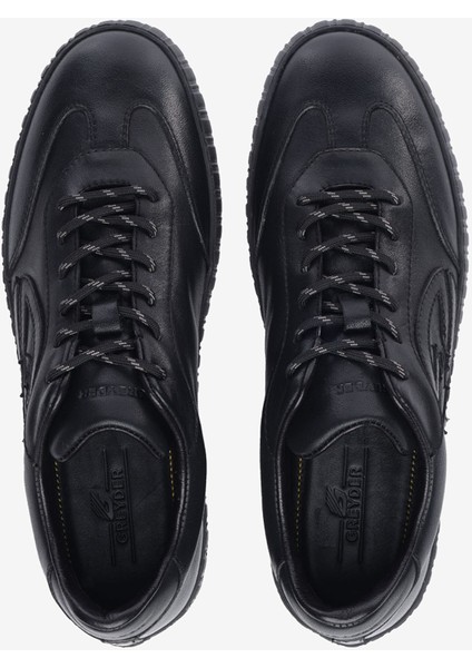 Erkek Siyah Hakiki Deri Sneaker Ayakkabı 5K1SA18485